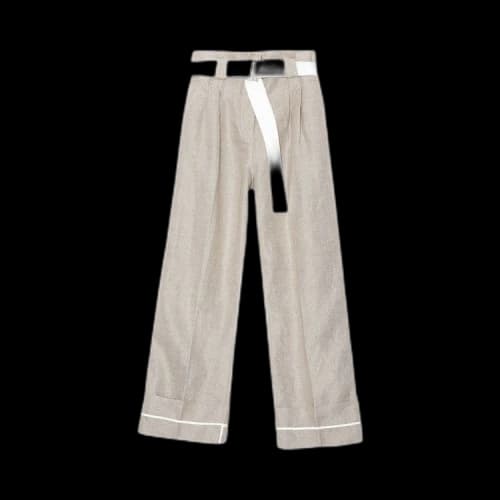 GANNI Linen High-Waisted Pants 'Nature'