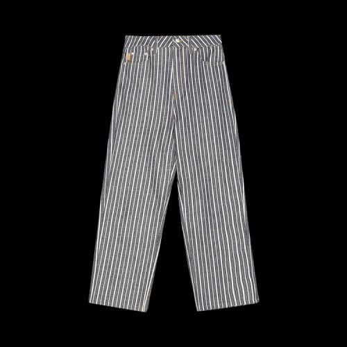 GANNI Mixed Stripe Denim High-Waisted Cropped Jeans 'Indigo'