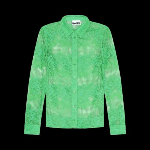 GANNI Lace Shirt 'Green'