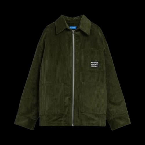 Market Velvet Zip Up Overshirt 'Kelp'