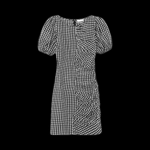 GANNI Seersucker Check Dress 'Black'