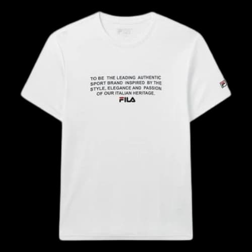 FILA Printing LOGO Embroidered Short Sleeve White