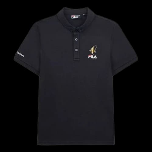 FILA Subject Embroidered Printing Short Sleeve Polo Shirt Blue