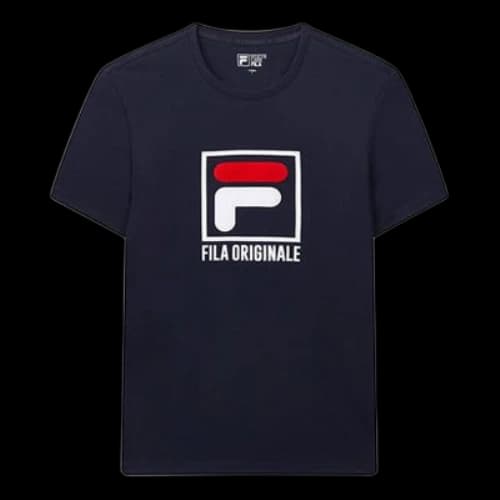 FILA Alphabet Printing Casual Sports Round Neck Short Sleeve Blue