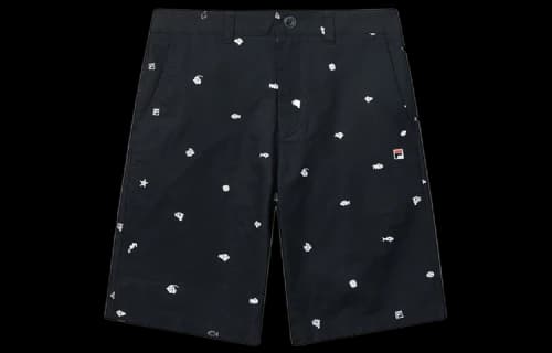 FILA Loose Full Print Casual Sports Shorts Blue