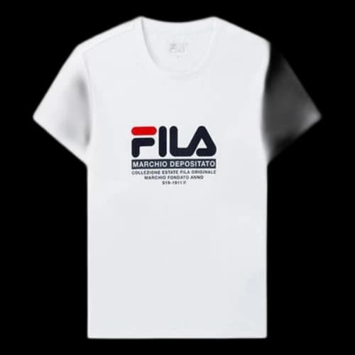 FILA Printing Round Neck Pure Cotton White T-Shirt