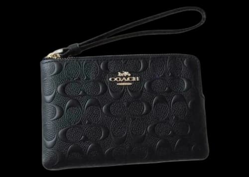 Coach Corner Zip Wristlet Black