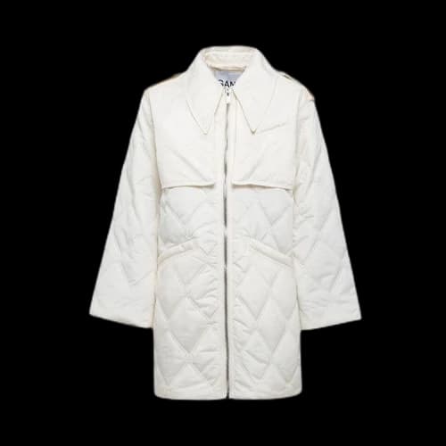 GANNI Kalamata Quilt Midi Jacket 'Egret'