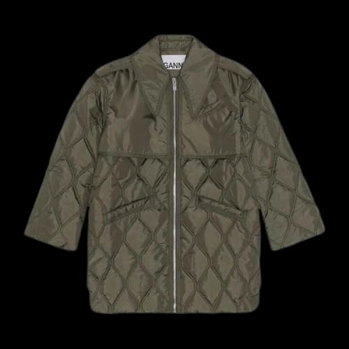 GANNI Quilt Midi Jacket 'Kalamata'