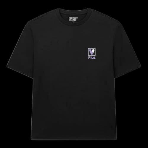 FILA Born To Shine Subject Slogan Short Sleeve Couple Style Black