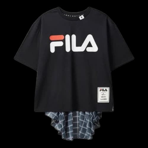 FILA x MIHARA Short Sleeve Navy Blue Splicing (Women's)