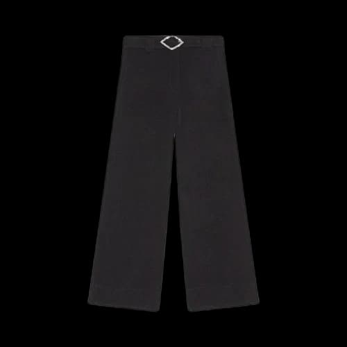 GANNI Light Structured Jacquard Wide Pants 'Black'