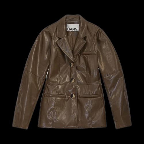 GANNI Patent Blazer 'Teak'