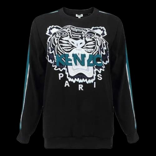 KENZO Embroidered Logo Long Sleeves Hoodie Black (Women's)