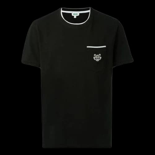 KENZO SS21 Embroidered Pocket Round Neck Short Sleeve Black