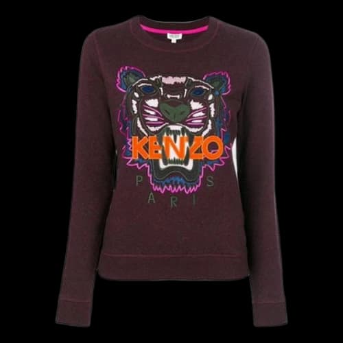KENZO Cotton Tiger Head Long Sleeves Casual Hoodie Purple (Women's)