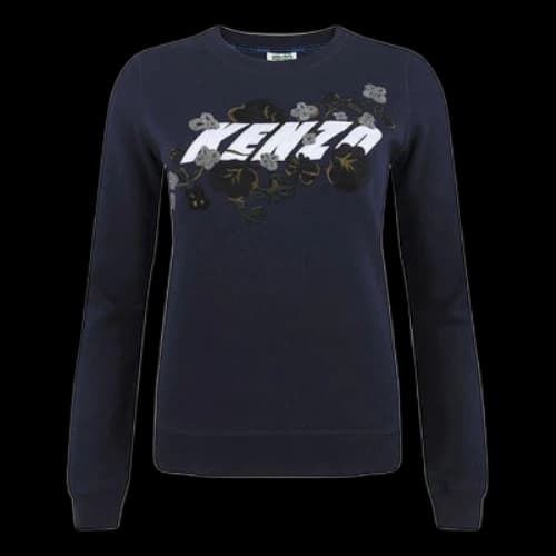 KENZO Cotton Pullover Long Sleeves Hoodie Blue (Women's)