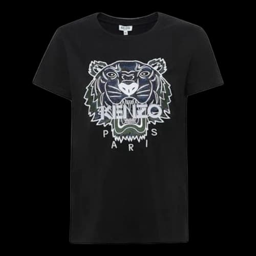 KENZO Embroidered Tiger Head Short Sleeve Black T-Shirt