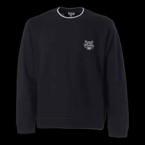 KENZO Tiger Head Pattern Round Neck Pullover Long Sleeves Unisex Black