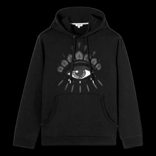 KENZO SS21 Pattern hooded Long Sleeves Black