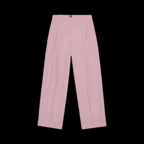 GANNI Drapey Melange Loose Mid Waist Pleat Pants 'Pink'