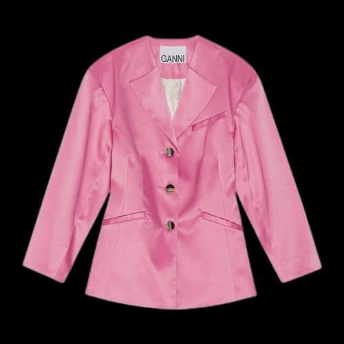 GANNI Double Satin Fitted Blazer 'Orchid'