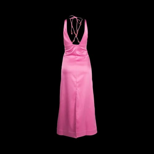 GANNI Double Satin Halter Neck Dress 'Orchid'