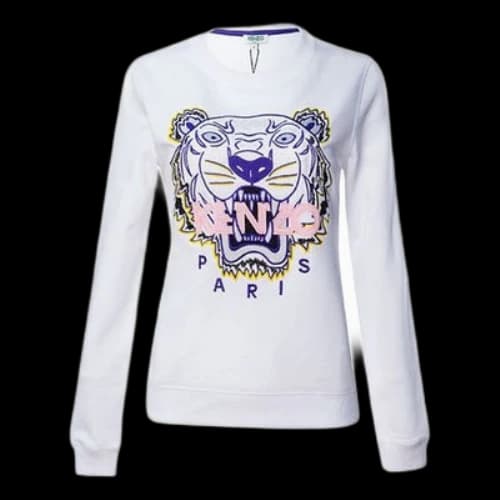 KENZO Tiger Head Pattern Long Sleeves Round Neck Hoodie White (Women's)
