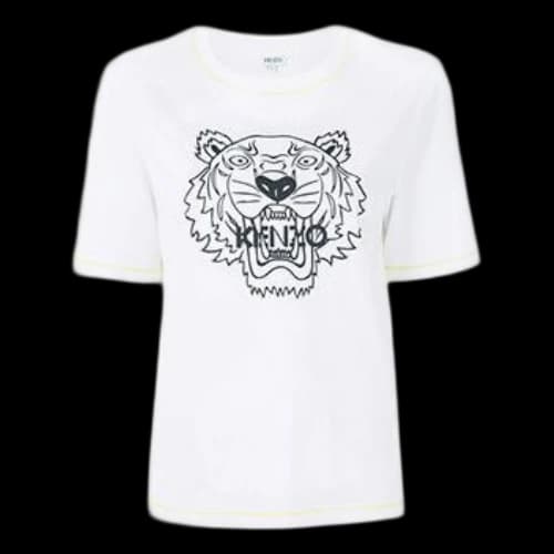 KENZO Chest Black Tiger Head Short Sleeve Portugal White