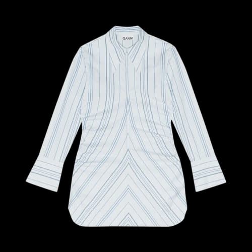 GANNI Twill Stripe Fitted Tunic 'Rinse'