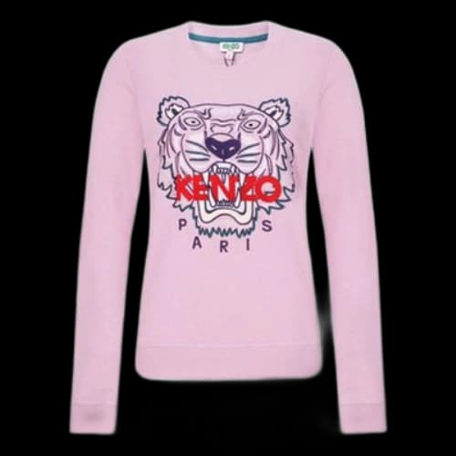 KENZO SS21 Classic Tiger Head Printing Long Sleeves Light Pink Hoodie (Women's)