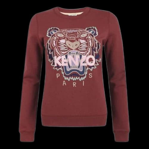 KENZO SS21 Tiger Head Printing Long Sleeves Hoodie Red (Women's)