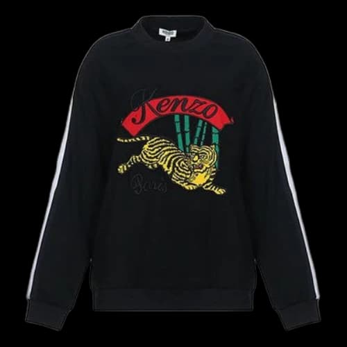 KENZO Pattern Long Sleeves Pullover Sports Hoodie Black (Women's)