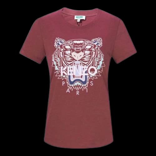 KENZO SS21 Cotton Tiger Head Printing Short Sleeve Red