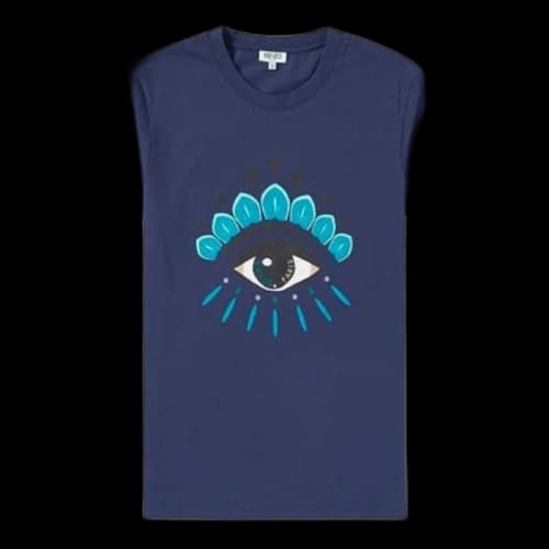 KENZO SS21 Eye Printing Loose Round Neck Short Sleeve Blue