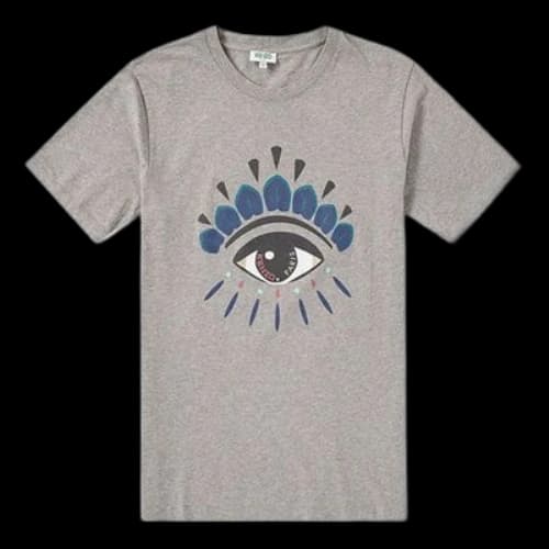 KENZO Eye Cartoon Printing Round Neck Pullover Short Sleeve Gray