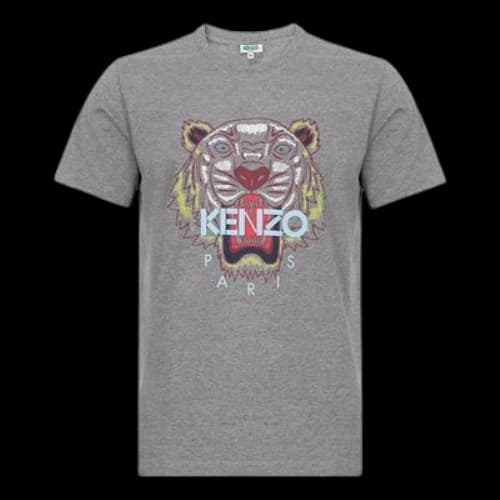 KENZO SS21 Tiger Head Pattern Round Neck Short Sleeve Gray
