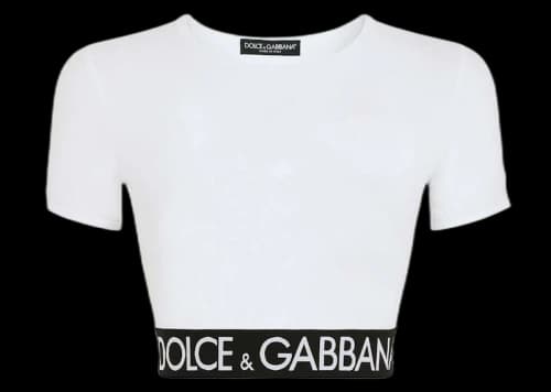 Dolce & Gabbana Logo Waistband Cropped Top White