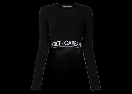 Dolce & Gabbana Logo Hem Cropped Top Black