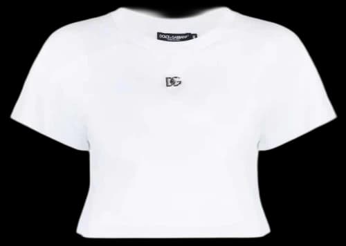 Dolce & Gabbana Cropped Logo Plaque T-shirt White