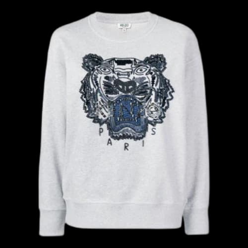 KENZO SS21 Tiger Head Logo Pullover Long Sleeves Hoodie light grey (Women's)