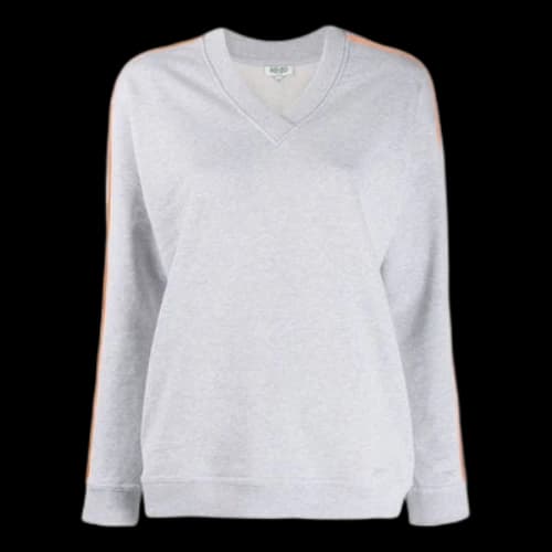 KENZO Back Logo V neck Sports Hoodie White (Women's)