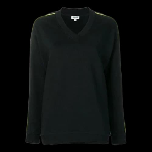KENZO Logo V neck Sports Hoodie Black (Women's)