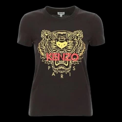 KENZO Tiger Head Printing Logo Short Sleeve Black