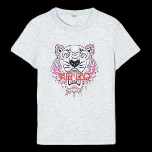 KENZO Multi-Color Tiger Head Printing Short Sleeve Gray