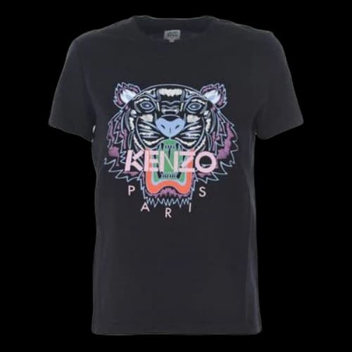 KENZO Multi-Color Tiger Head Printing Short Sleeve Black