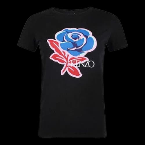 KENZO Black Rose Pattern Short Sleeve Black