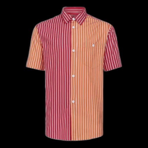 KENZO Stripe Short Sleeve Shirt Red Orange White