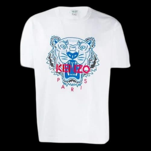 KENZO Embroidered Pattern Loose Round Neck Short Sleeve White T-Shirt