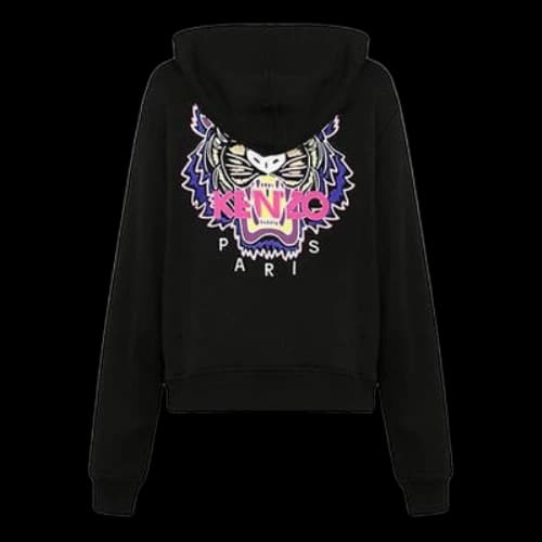 KENZO Embroidery Zipper Hoodie Black (Women's)